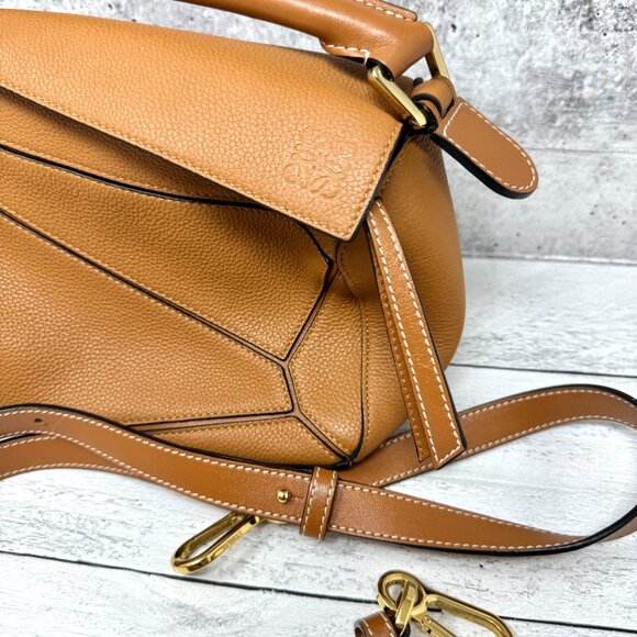 LOEWE Small Textured Leather Puzzle Bag Tan - Picture 9 of 11